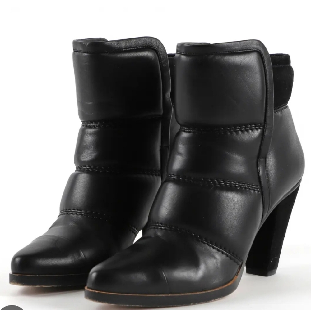 Chloe Black Lamb Leather And Suede Heel Boots